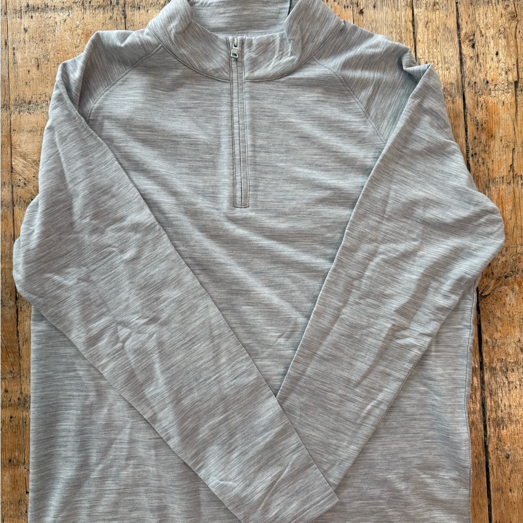 Peter Millar Excursionist Flex Heathered Performance Pullover -Light Gray (L)